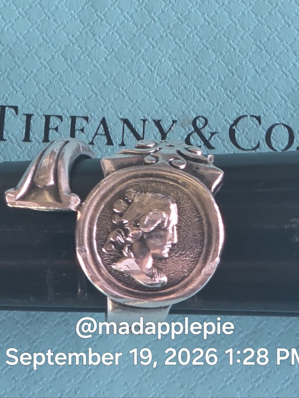 1863 Tiffany & Co./Gorhan Medallion Female Cameo Spoon Ring Sterling Silver #34